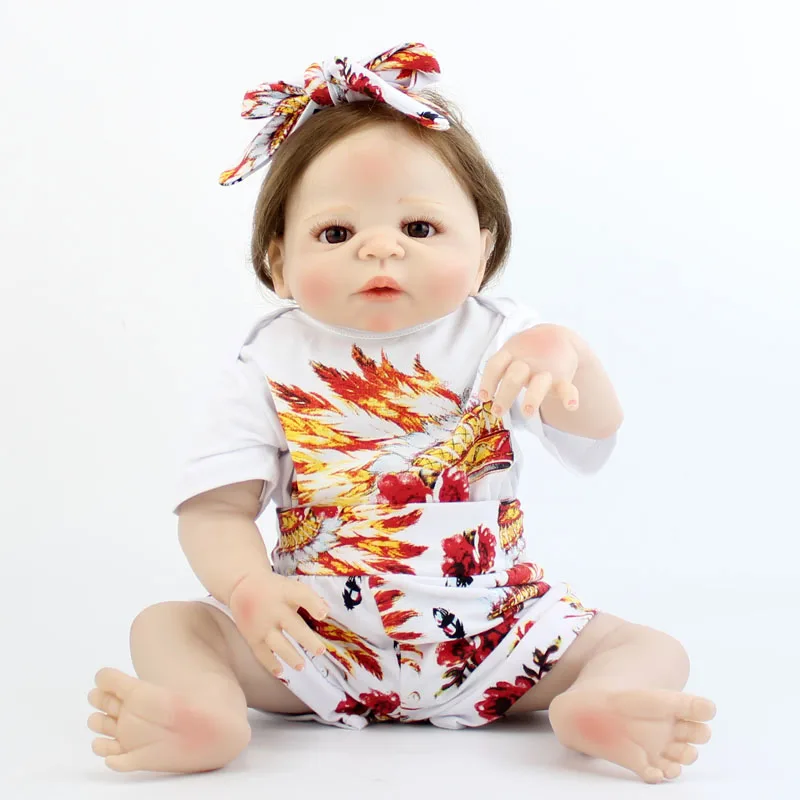 BZDOLL 22 &quotполный силиконовые куклы для младенцев девочек Bebe 55 см Реалистичная Reborn