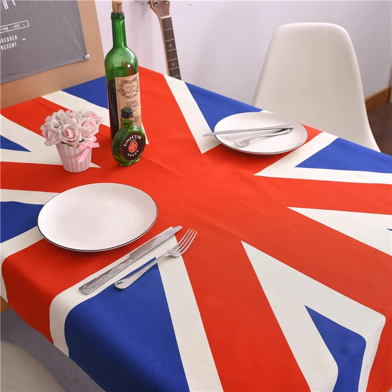 

American style country cotton table pad cover uk flag decor tablecloth big British flag table cover