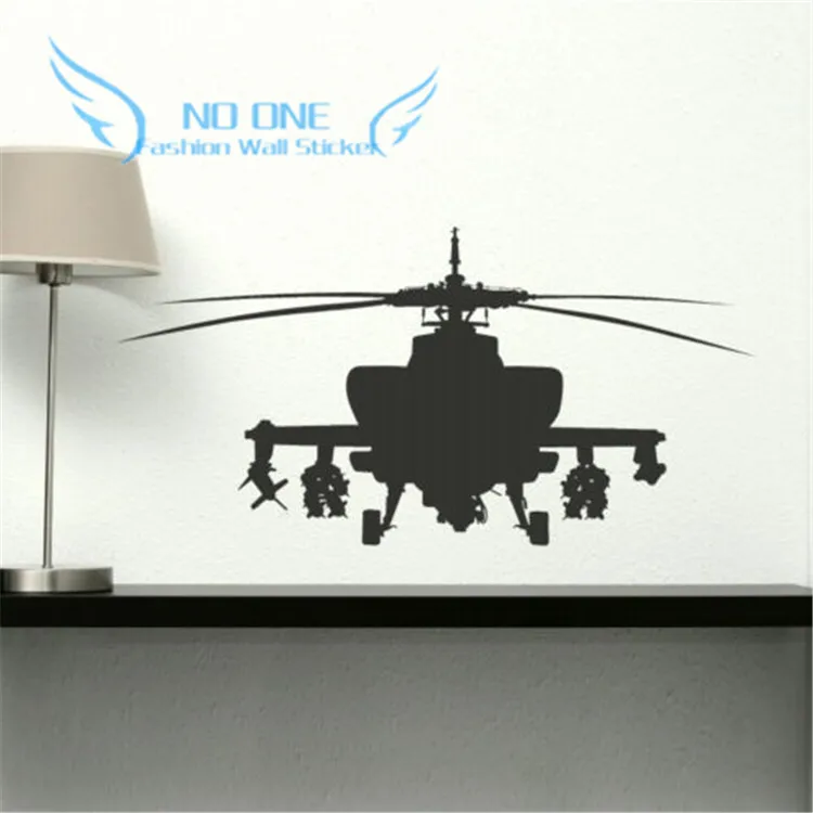 Army Helicopter Sticker Bedroom Art Decal Boys Wall Stickers Home Decoration free shipping | Дом и сад