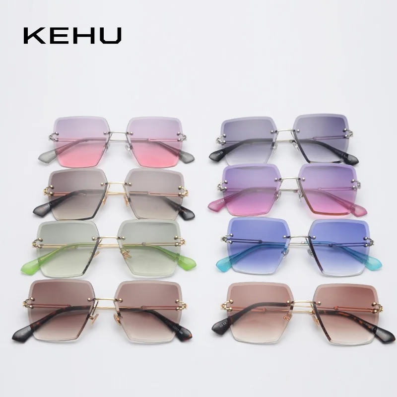 KEHU/новые модные солнцезащитные очки без оправы женские брендовые дизайнерские с