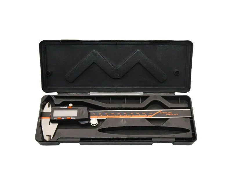 caliper with box 6-дюймовый 150 мм электронные часы из нержавеющей стали от ЖК-дисплей дисплей Металлический штангенциркуль доля/мм/дюйм Электронный штангенциркуль измерение инструмент - Цвет: caliper with box