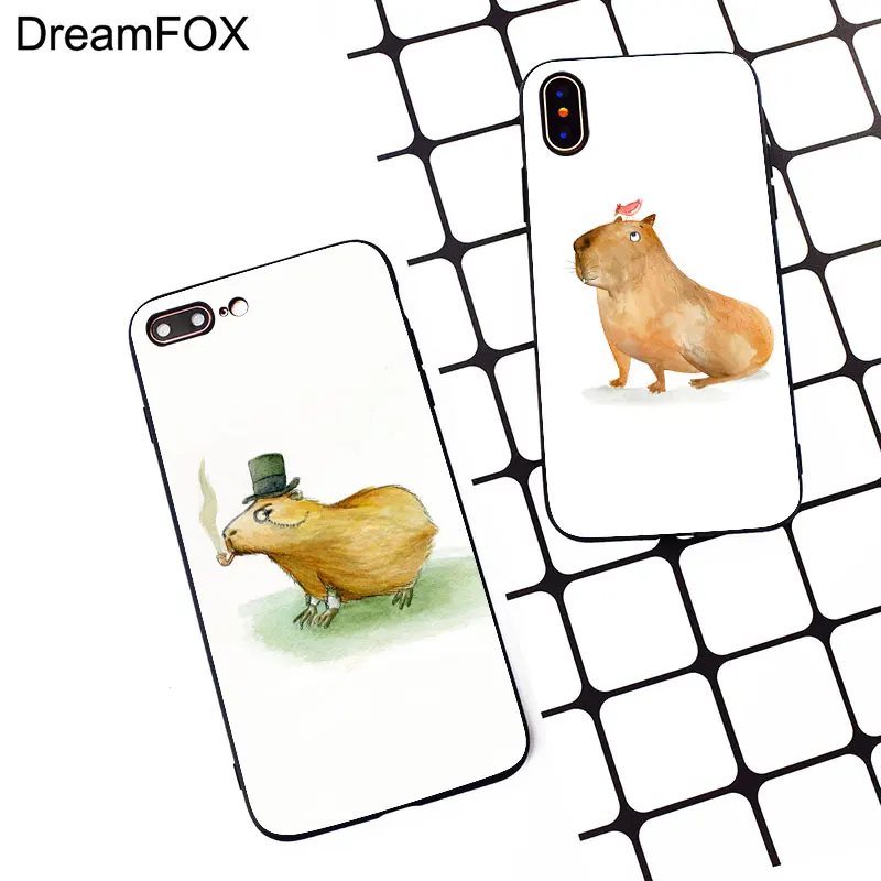 M421 Paniting Capybara Black Soft TPU Silicone Case Cover For Apple iPhone 11 Pro XR XS Max X 8 7 6 6S Plus 5 5S 5G SE |