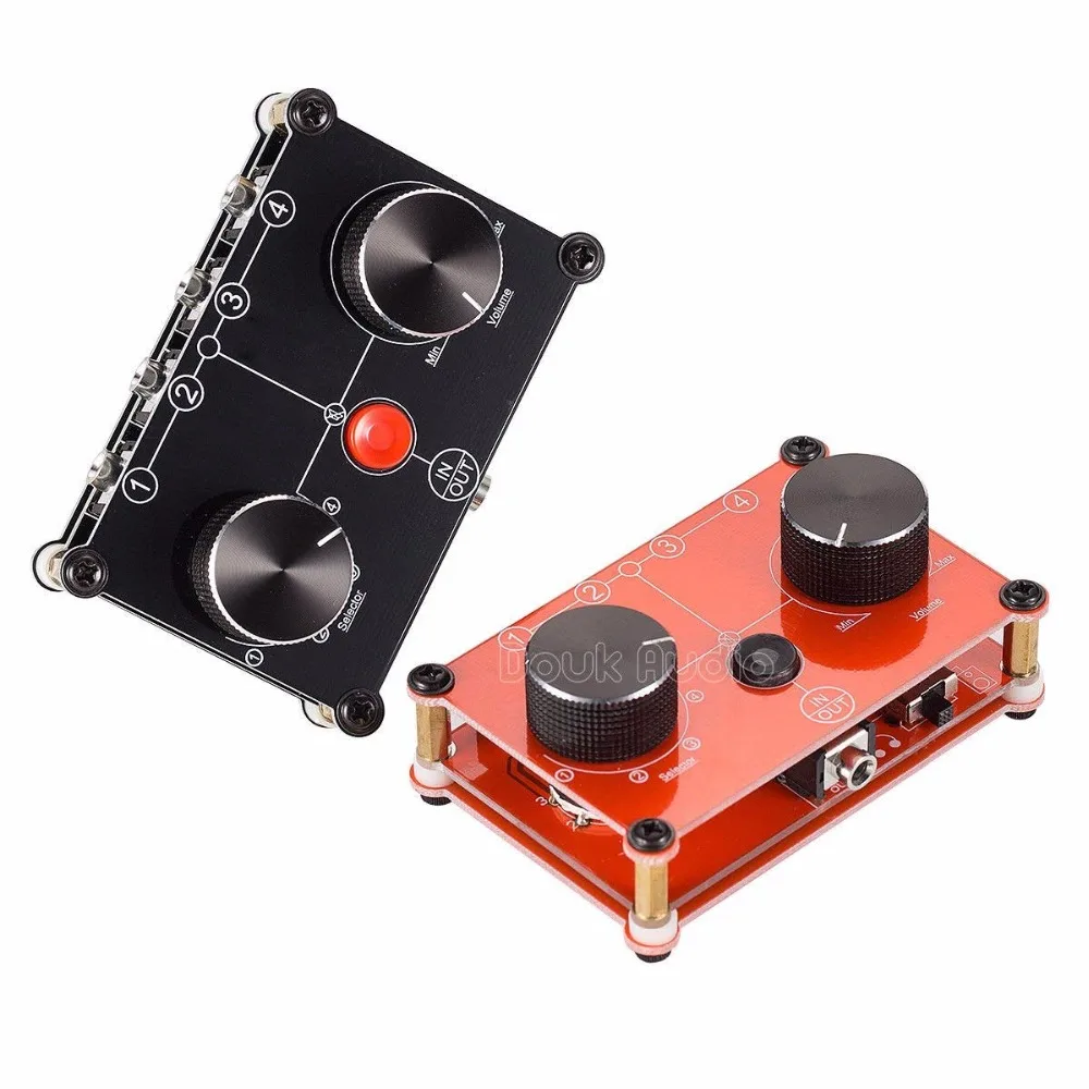 MC104 Red Mini 4 порта стерео 3 5 мм в 1 OUT Audio Splitter селектор Пассивный предусилитель