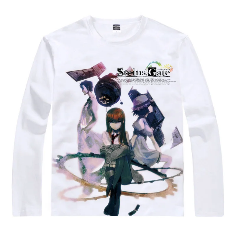 Coolprint аниме рубашка Steins ворота футболки разных стилей с длинным рукавом Makise Kurisu