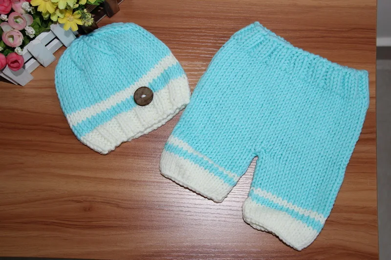 Бесплатная доставка новая синяя шапочка/шапка и брюки ручной работы для