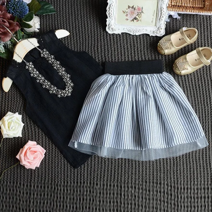 Новая детская одежда Блузка без рукавов для девочек из 2 предметов футболка +