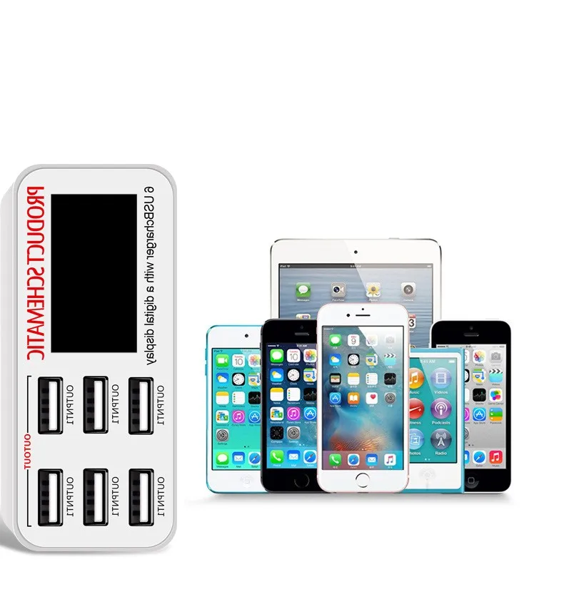 Зарядное устройство Tinhofire USB с 6 портами и ЖК дисплеем|charger 6|charger lcdlcd charger |