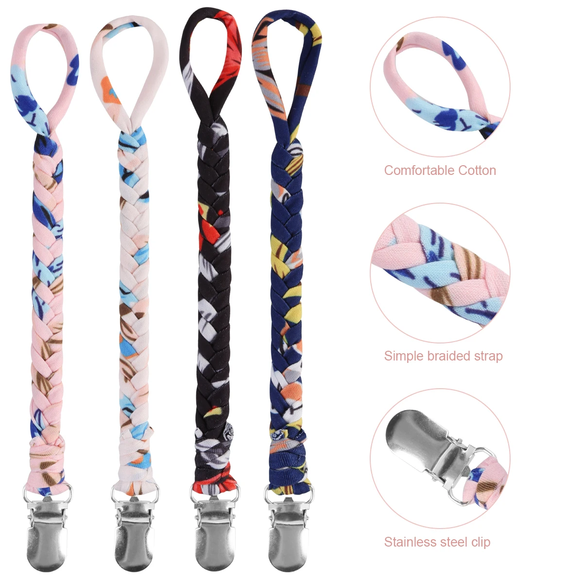 4PC New Baby Pacifier Clip Chain Dummy Nipple Holder For Nipples Children Clips Teether Anti-drop Rope | Мать и ребенок