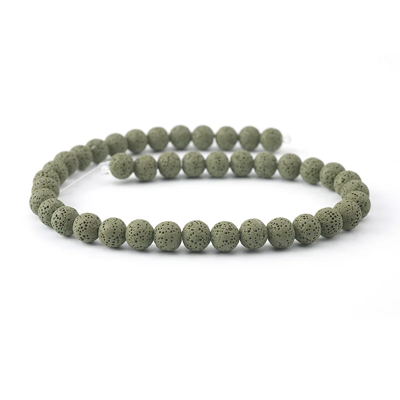 Dark green Вулканический камень из натуральной лавы Бусины Красочные черные круглые из лавового камня свободные бусины 6 мм-16 мм для DIY ожерелье браслет ювелирных изделий - Цвет: Dark green