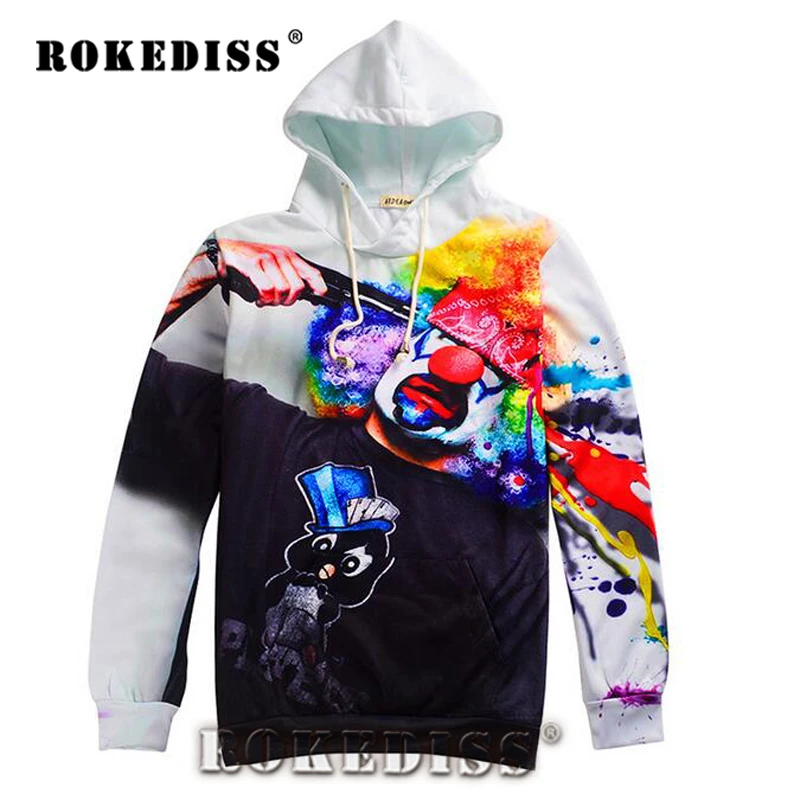 2016 Новые 3D Печатные Толстовки Стрелять Клоун Граффити Женщины/мужская С Длинным