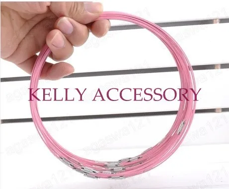 

100 шт. 18-дюймовый розовый 1 мм кабель из нержавеющей стали, стальной шнур для цепочки, ожерелье, винтовая застежка, шнуры «сделай сам», фурниту...
