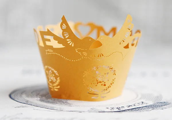 

Free shipping pearl paper cup cake wrapper gold bride&bridegroom decoration paper muffin wrappers wedding party supply favors