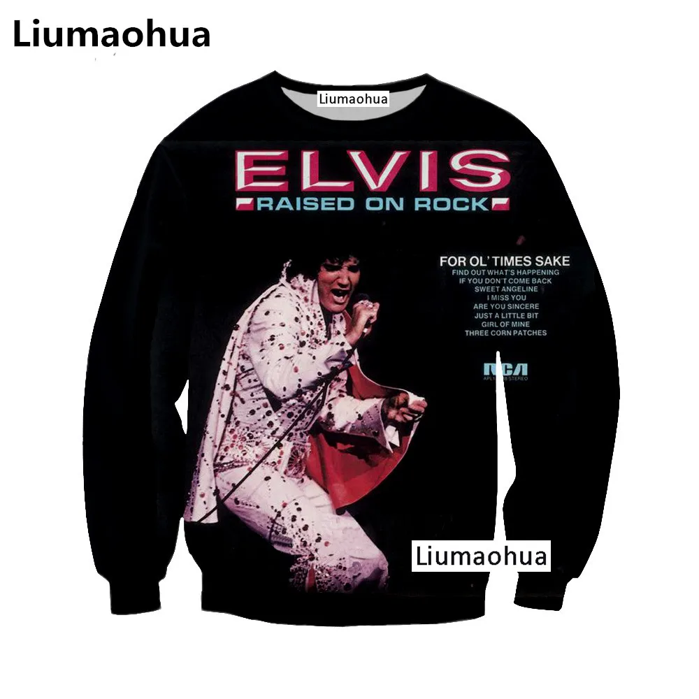 Liu Maohua's latest 3D printing ELVIS Presley men's sweatshirt rock print hip hop punk | Мужская одежда