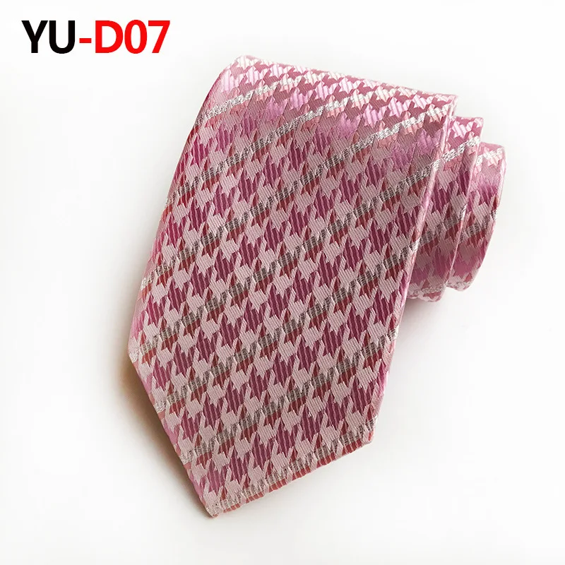 YU-D007 Классические мужские золотые клетчатые шелковые галстуки подходят для свадебной вечеринки - Цвет: YU-D007