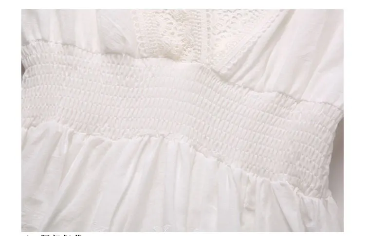 2019 Spring New Women's Sweet Ruffles V-Neck Fashion Lace Chiffon Shirt Patchwork Hollow Out Women Blouses Casual Tops T94715Z |