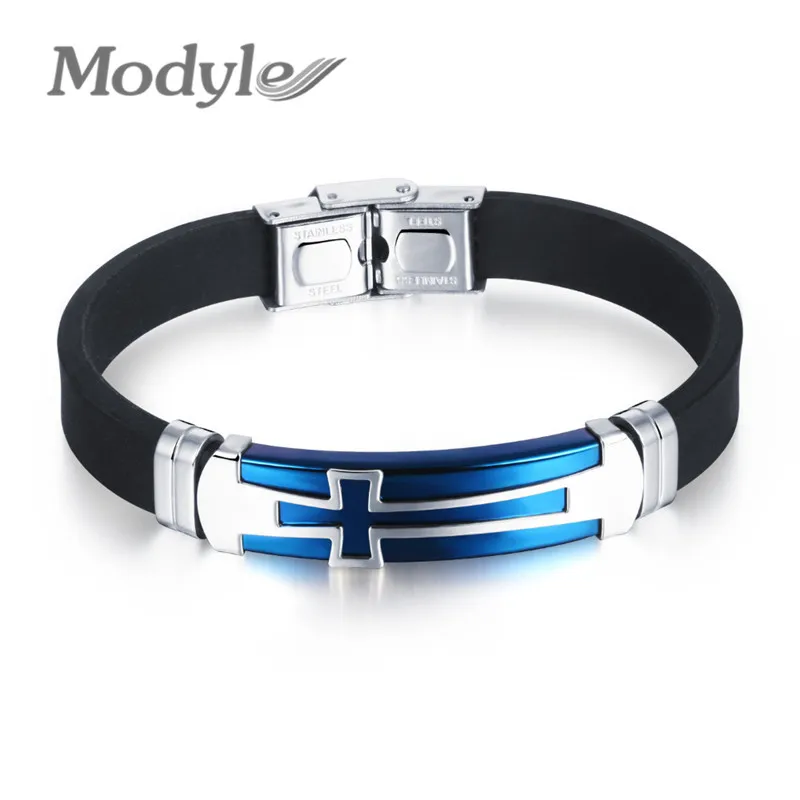 Мужские браслеты с большим крестом Mostyle Новые Модные Винтажные из силикона и
