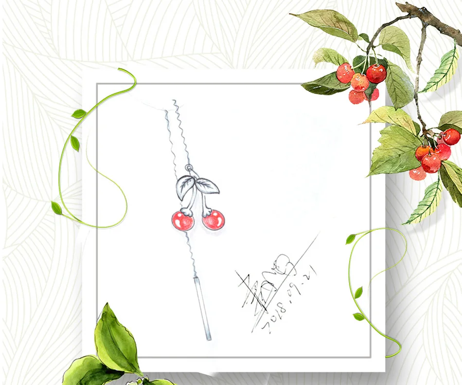ORSA JEWELS Настоящее 925 пробы серебряные женские висячие серьги длинная цепочка Вишневый узор гранат женские вечерние романтические ювелирные изделия SE100