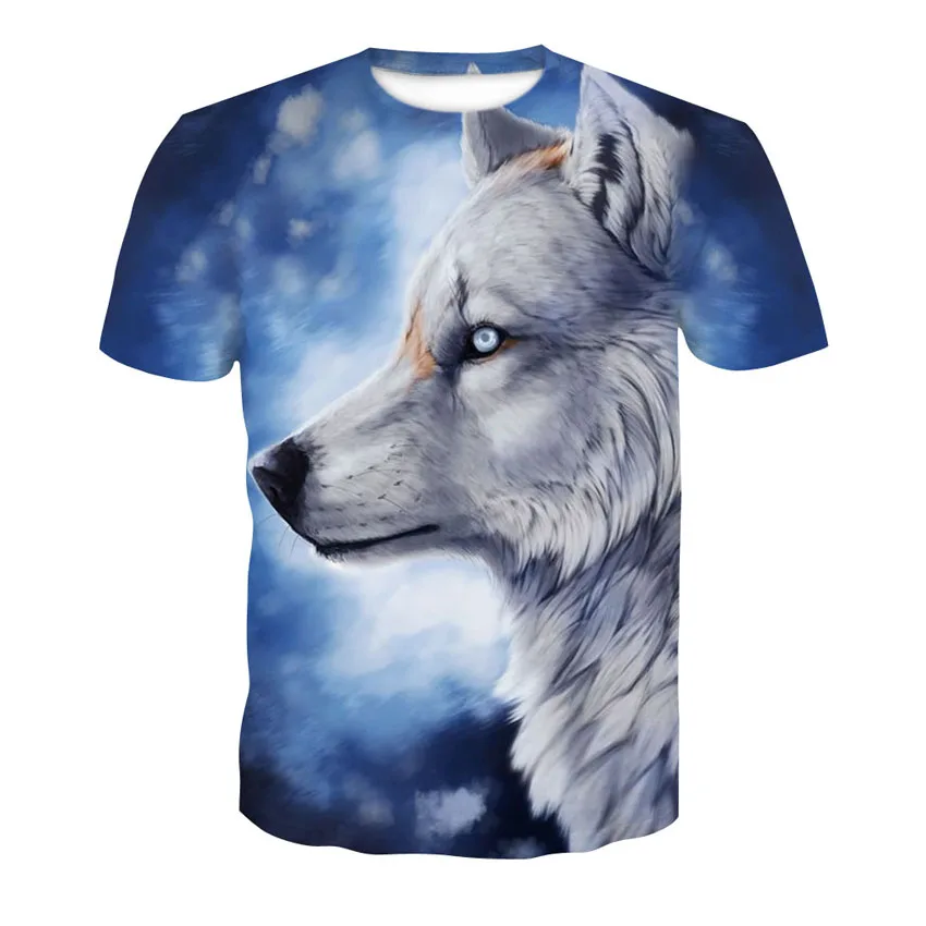 

2019 New Summer Brand 3D Wolf head T-shirt man round collar short sleeve T-shirt men fashion t shirt short sleeves dropshipping