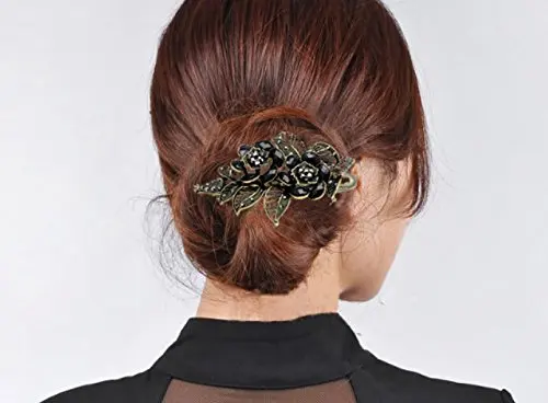 Винтажные Ювелирные изделия Кристалл бронзовая Роза горный хрусталь заколки для
