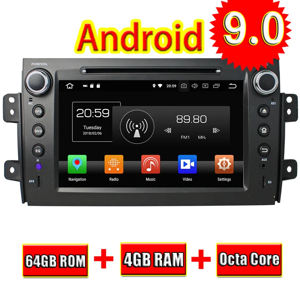 Автомобильный DVD медиа центр TOPNAVI Android 9 0 CD плеер для Suzuki SX4 2006 2007 2008 2009 2010 2011 2012