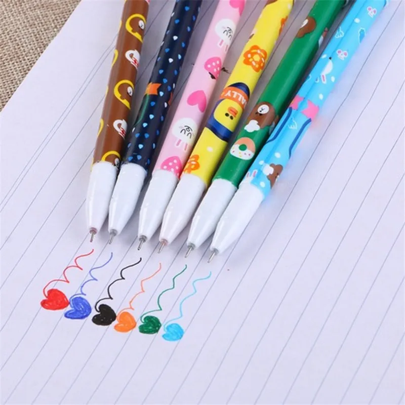 

Mini 6Pcs/Set Gel Pen Cute Kawaii Colored Ink Pencils 0.38mm Colorful for Girls and Boys Signs Office School Stationery Supplies