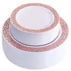 Пластиковые тарелки с кружевом, розовое золото, 25 шт. в упаковке, для свадьбы, причудливые тарелки для салата и тарелка для закусок шт. на все праздники и случаи жизни