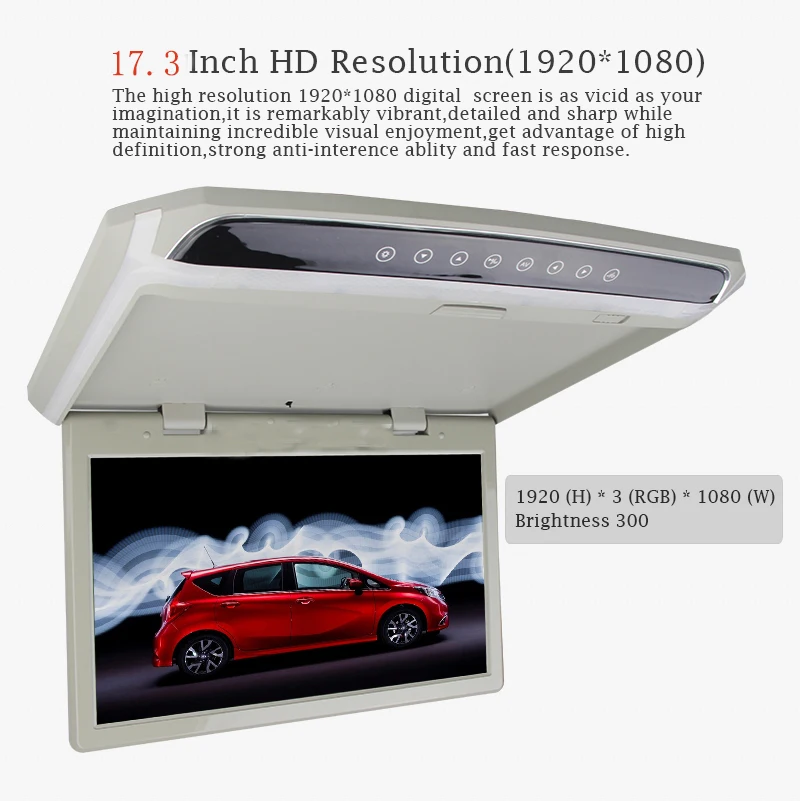 XST 17,3 дюймов автомобильный монитор на крыше откидной TFT ЖК-плеер с HD 1080P видео USB FM HDMI SD сенсорная кнопка потолок MP5 плеер