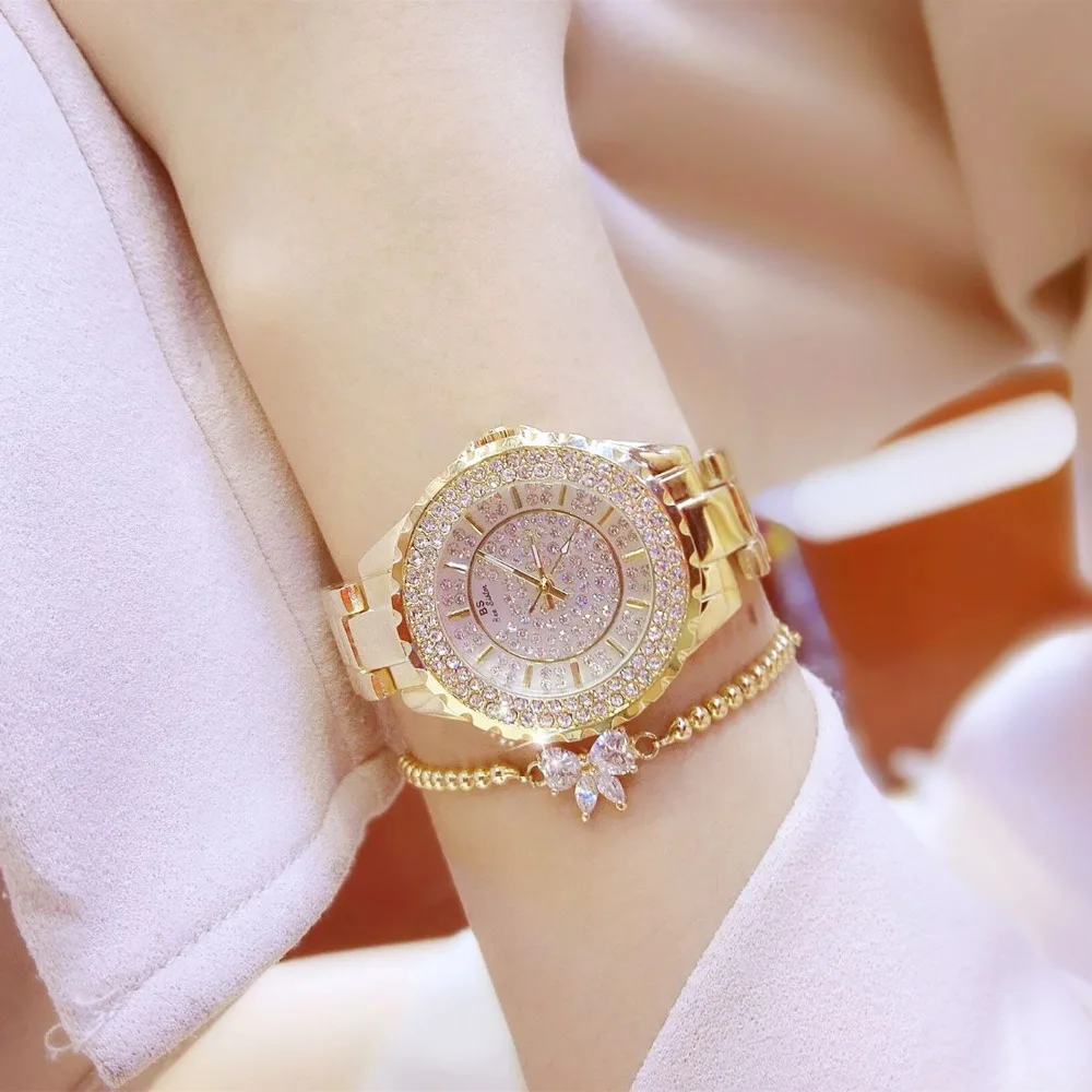 Золотые часы со стразами женские кварцевые дамские лидирующие брендовые