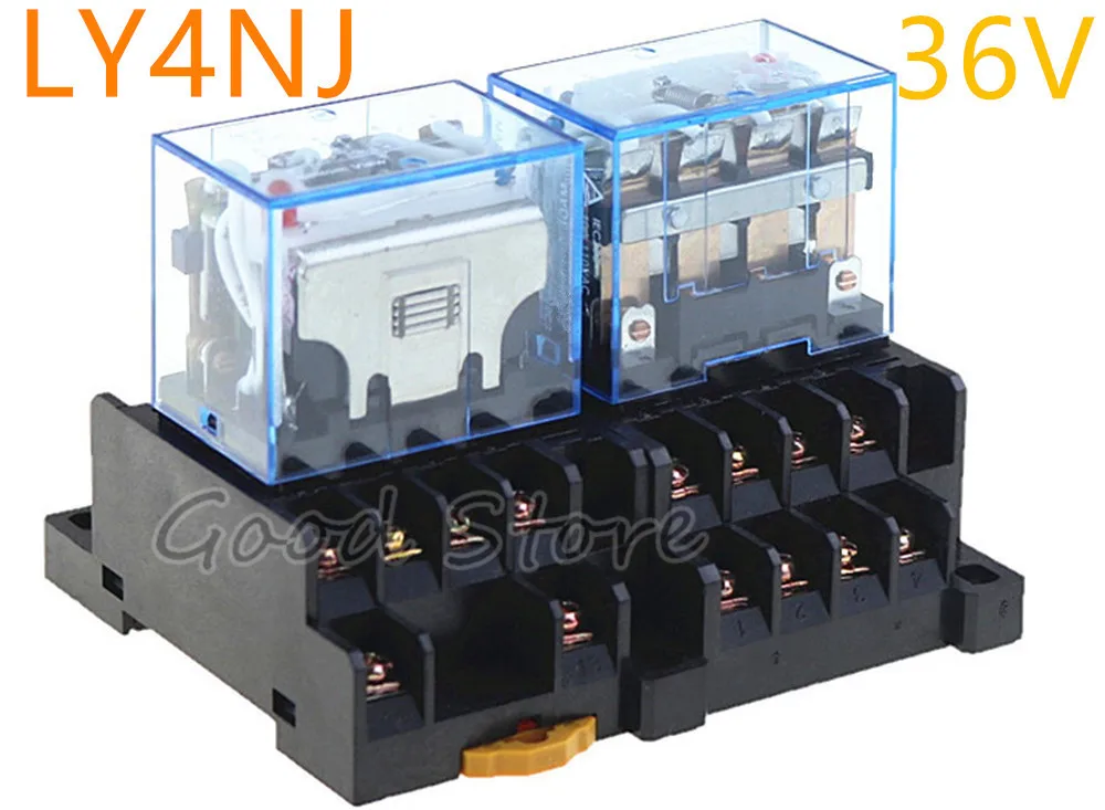 1 комплект LY4NJ HH64P 14PIN 10A DC 36V AC 24V серебряное Контактное реле питания катушка 4PDT с