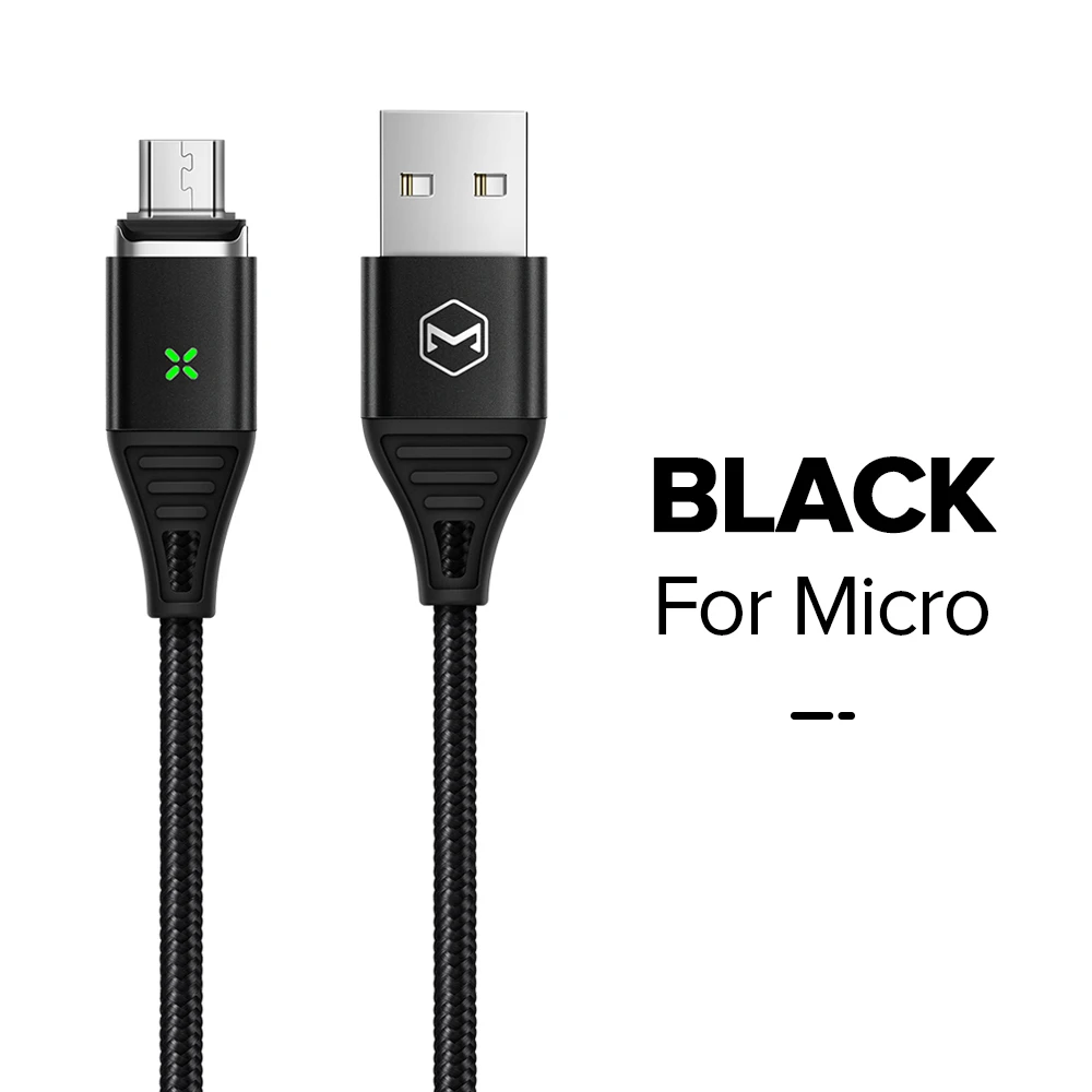 For Micro Black MCDODO, 3 А, магнитный USB кабель, быстрая зарядка, Micro USB, зарядное устройство, шнур, магнит, Тип C, кабель для телефона для iPhone XS MAX, Android, samsung - Цвет: For Micro Black