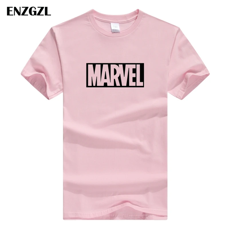 ENZGZL одежда летние футболки мужские MARVEL хлопок короткий рукав Футболка облегающая Мужская футболка с круглым вырезом XS S M L XL уличная одежда - Цвет: D-PINK