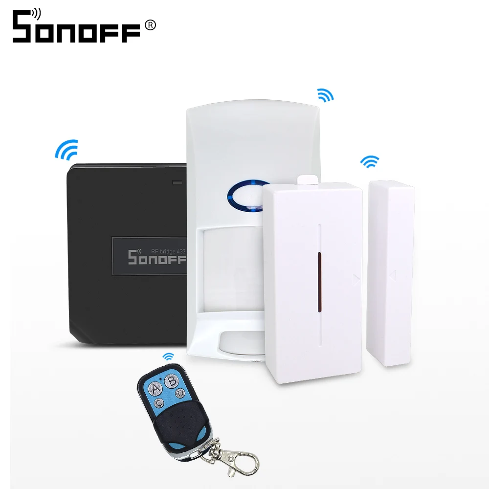 

SONOFF Bridge RF Wi-Fi 433 МГц с датчиком движения, беспроводной детектор PIR2 RIR DW1 433, пульт дистанционного управления, безопасность умного дома