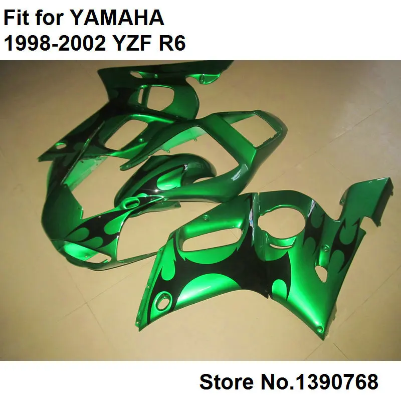 Подходит для Yamaha Обтекатели YZF R6 98 99 00 01 02 зеленый металлик кузов части YZF-R6 1998 1999 2000