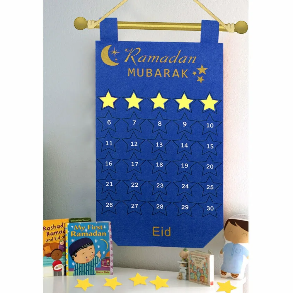 EID Mubarak Kareem обратный отсчет войлочный календарь Золотая Звезда стикер настенный