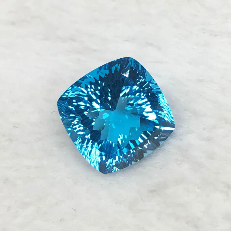 CSJ Real Natural Blue Topaz Loose Gemstone Deep Color Big Stone Cushion16MM 23.5ct Brilliant Cut For Diy Jewelry 925 Silver Gold | Украшения
