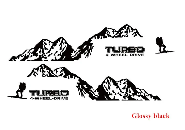 Glossy black Виниловая наклейка на 4 колеса с Горным приводом для Toyota Prado Land Curies, уличная спортивная наклейка s, наклейка для боковой отделки двери автомобиля - Название цвета: Glossy black