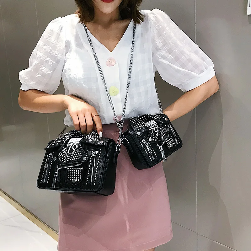 Женская сумка через плечо повседневная из искусственной кожи с заклепками в