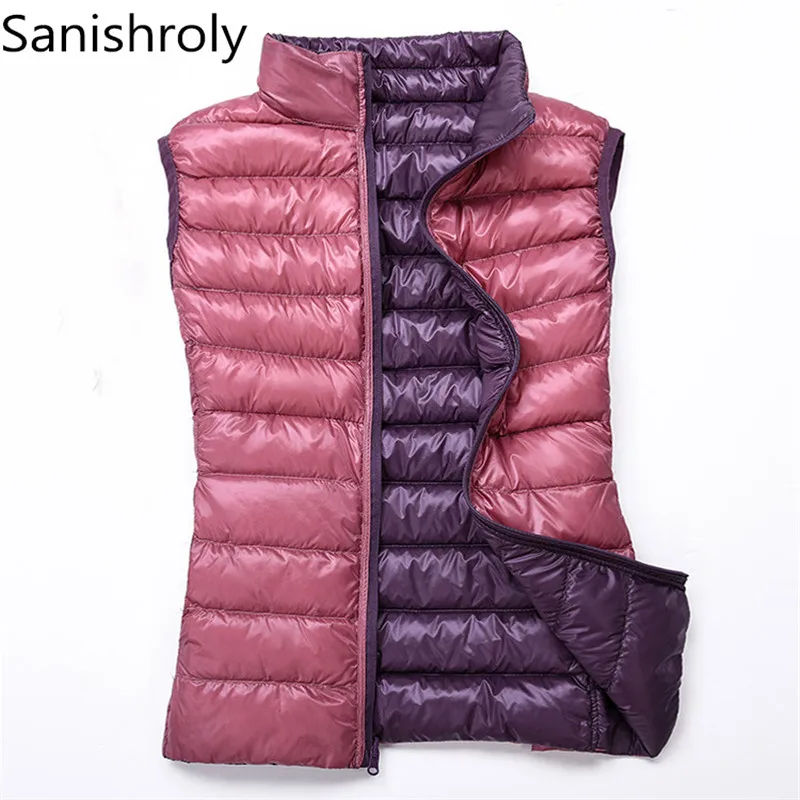 

Sanishroly 2018 Autumn Winter Women Sleeveless Duck Down Waistcoat Ultra Light Down Vest Parka Female Short Double Coat Tops 277