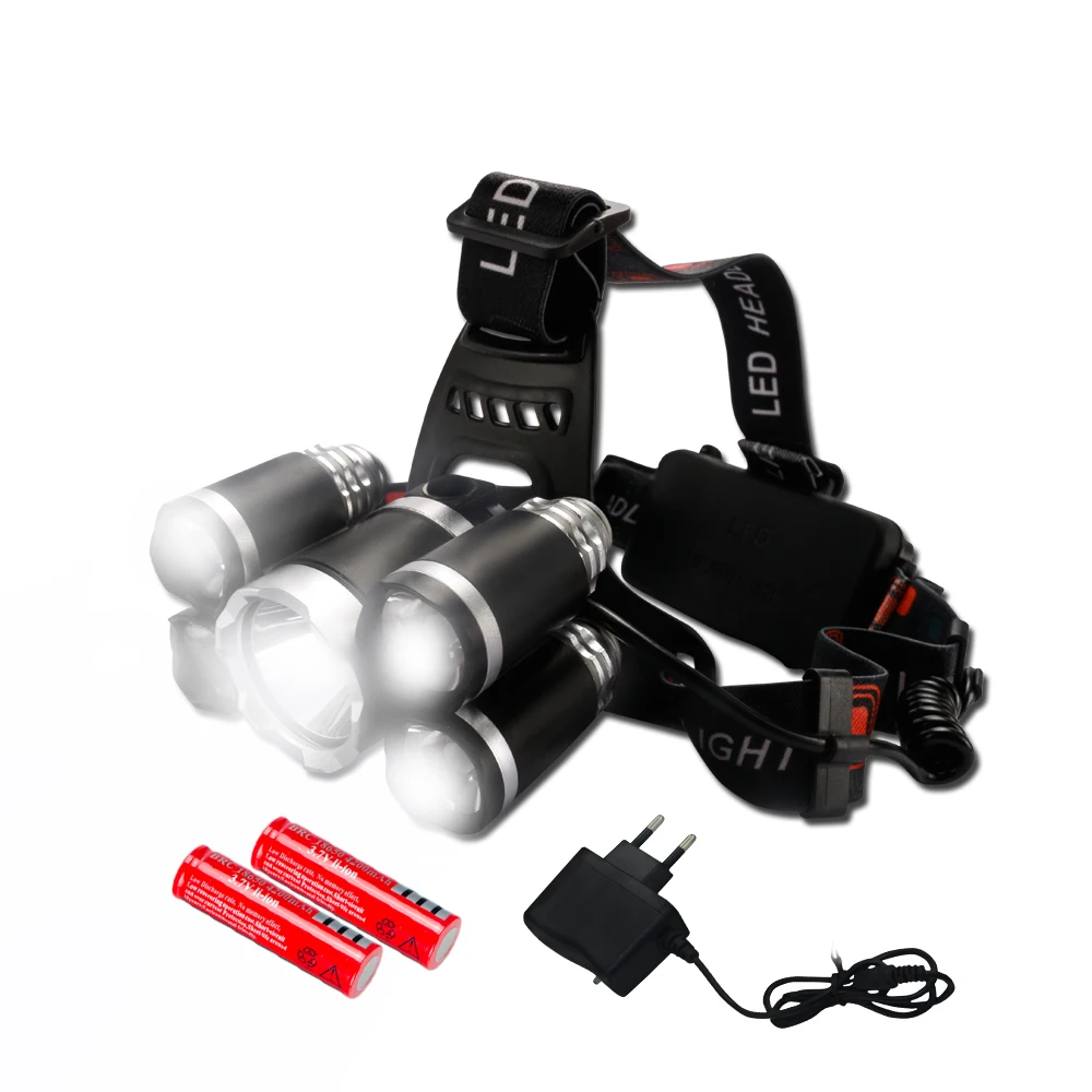 Светодиодный налобный фонарь с аккумулятором 18650 лм 5 XML T6|t6 headlight|headlights forled headlamp |