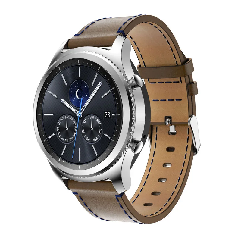 Ремешок кожаный для Samsung Gear S3 люксовый браслет смарт часов huami amazfit stratos 2 2S 22 мм 46