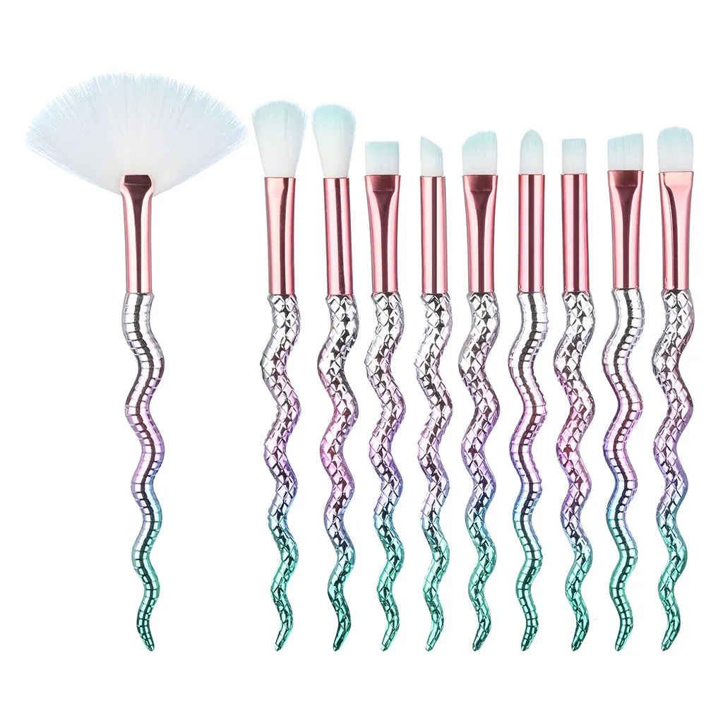2019 New 10Pcs Make Up Brush Set Foundation Eyebrow Eyeliner Blush Cosmetic Concealer Facial Professional Blending Brushes | Красота и