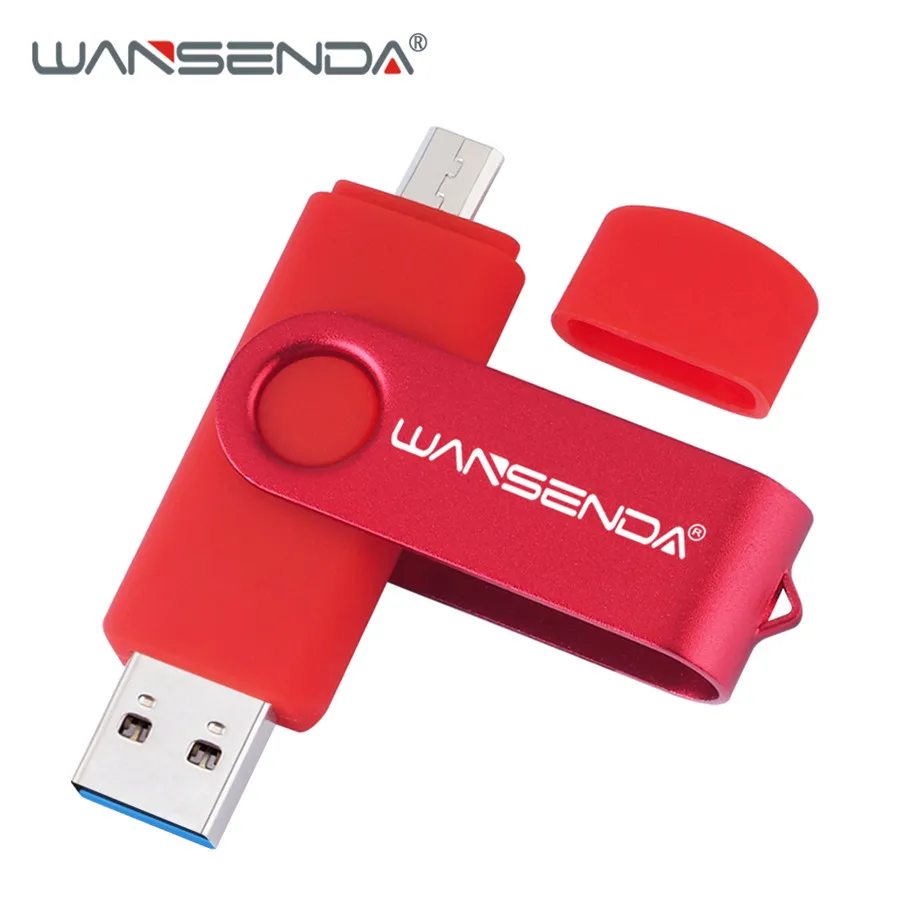 Красный WANSENDA OTG USB флеш-накопитель 2 в 1 USB3.0& Micro USB флеш-накопитель 16 ГБ 32 ГБ 64 Гб 128 ГБ 256 ГБ Флешка двойной OTG накопитель карта памяти - Цвет: Красный