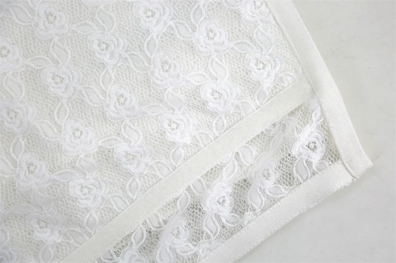 Женское кружевное Бандажное платье Белое Облегающее коктейльное без бретелек с