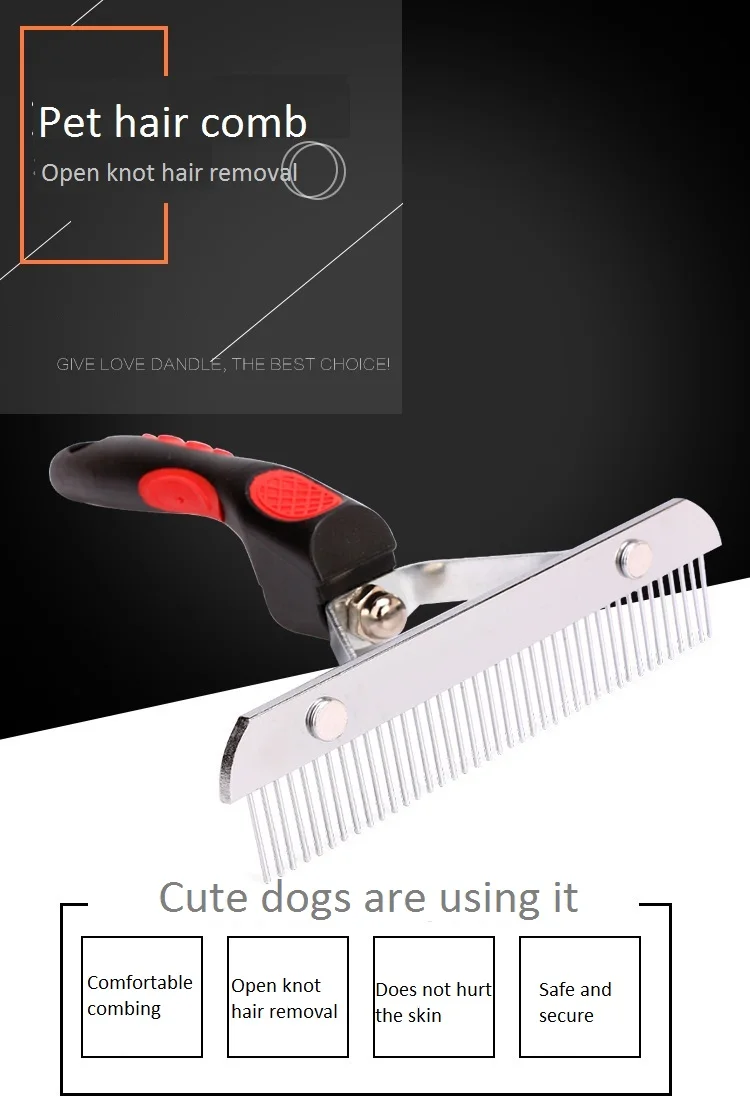Расческа для домашних животных Пластик ручка ногтей гребень волос ряд больших