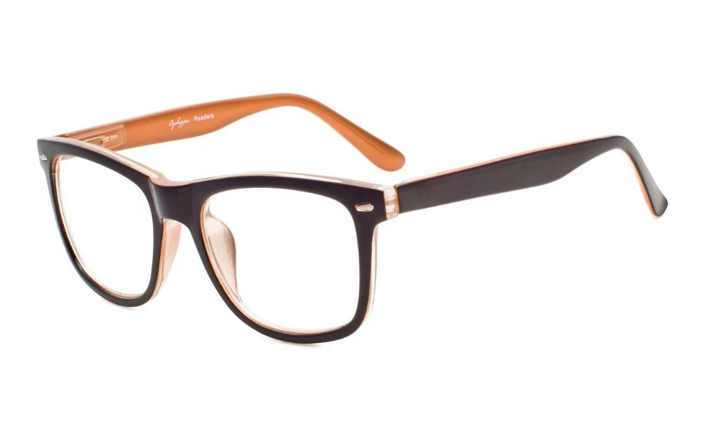Black Brown R080 очки для чтения, квадратные большие линзы, пружинные петли, очки для чтения и очки для чтения, мужские, женские+ 0,50-+ 4,00 - Цвет оправы: Black Brown