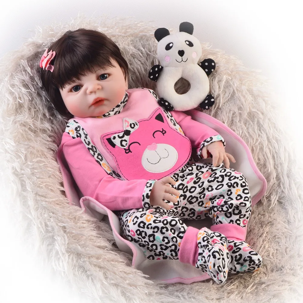 

55cm Full Silicone Body Reborn Baby Doll Toy Like Real 22inch Newborn Girl Princess Babies Doll Bathe Toy Kid Gift bebe doll