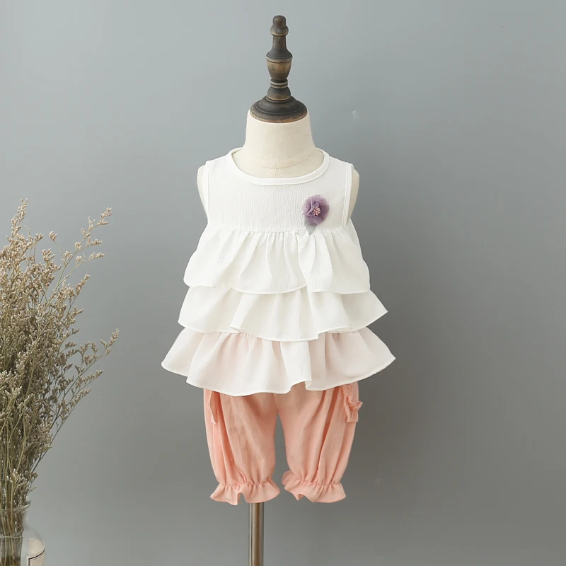 Летняя одежда для маленьких девочек комплекты с шортами оптовая продажа малышей