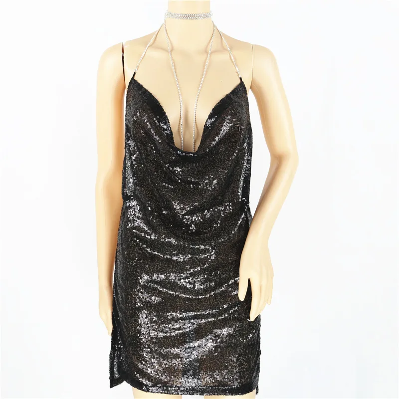 Весенние пикантные Холтер блесток ремень V Шейная подвеска цепочки и ожерелья