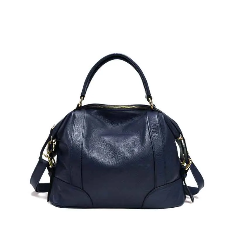 Navy blue Женские большие сумки из мягкой натуральной кожи, сумки на ремне, ручная работа, Ретро стиль, сумки-мессенджеры, женские кошельки, сумки с верхней ручкой - Цвет: Navy blue