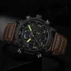Часы наручные NAVIFORCE Мужские кварцевые, роскошные Брендовые спортивные светодиодные цифровые армейские водонепроницаемые в стиле милитари, с кожаным ремешком